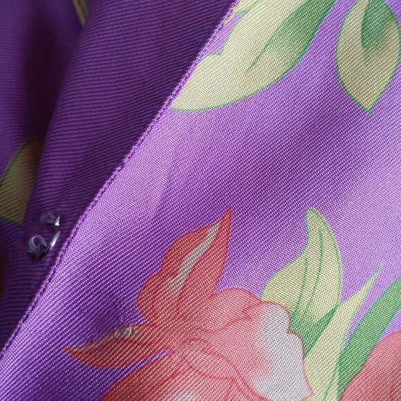 Carlisle Vintage Purple Floral Silk Blouse 6 - Picture 10 of 11